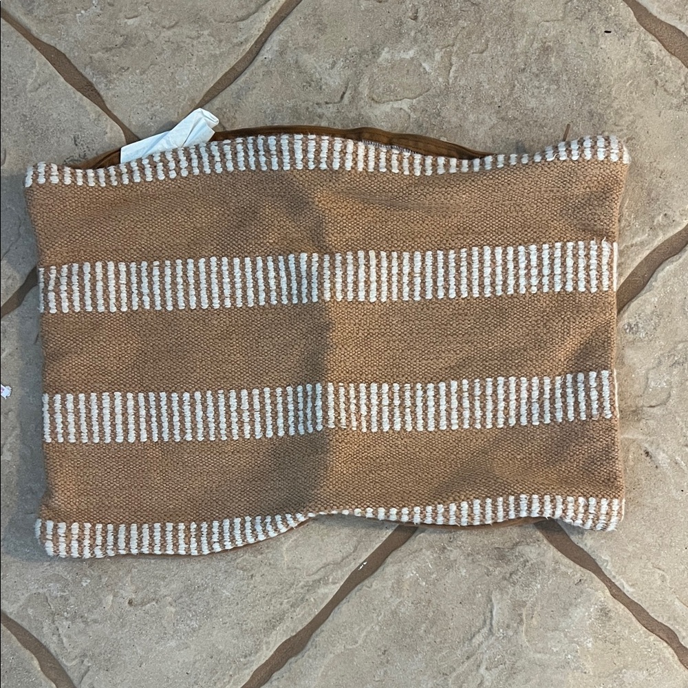 Striped Tan and White pillow cover